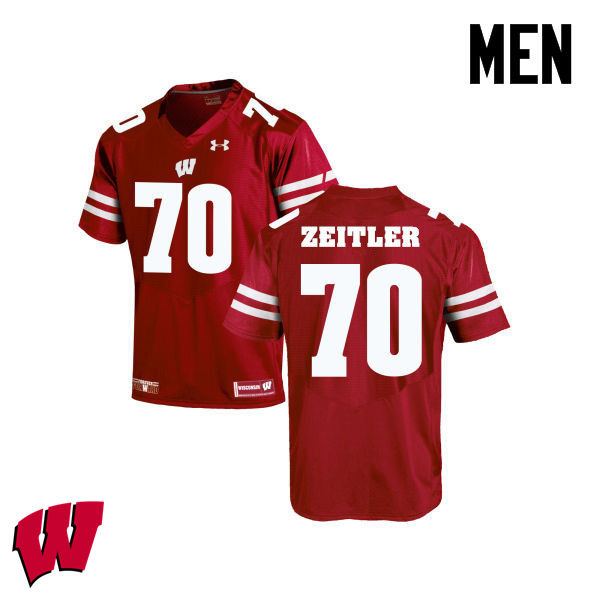 Men Winsconsin Badgers #70 Kevin Zeitler College Football Jerseys-Red